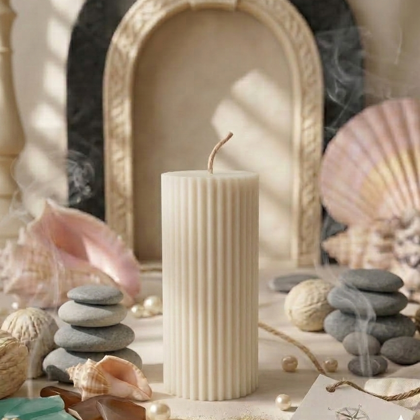 Sculpture Candle | Minimalist Candle | Ribbed Candle